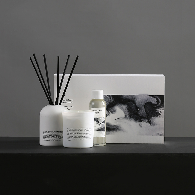 Candle supplier customized own brand wholesale Luxury scented candle and diffuser gift set with private design